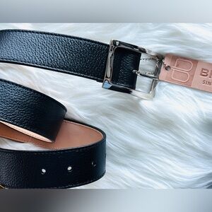 BRAVE Leather - Black pebbled Leather with Silver distorted buckle